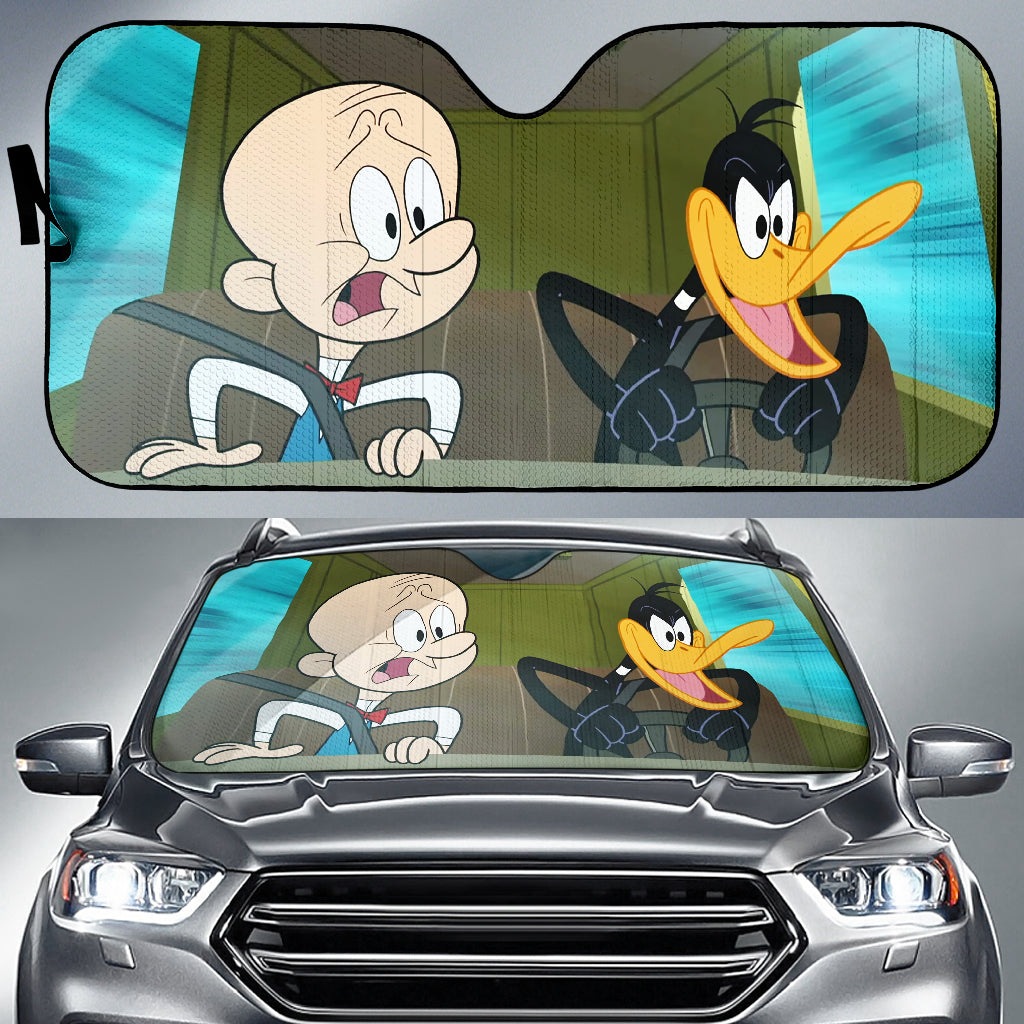 Looney Tunes Daffy Duck Driving Test Funny Car Auto Sunshades Nearkii