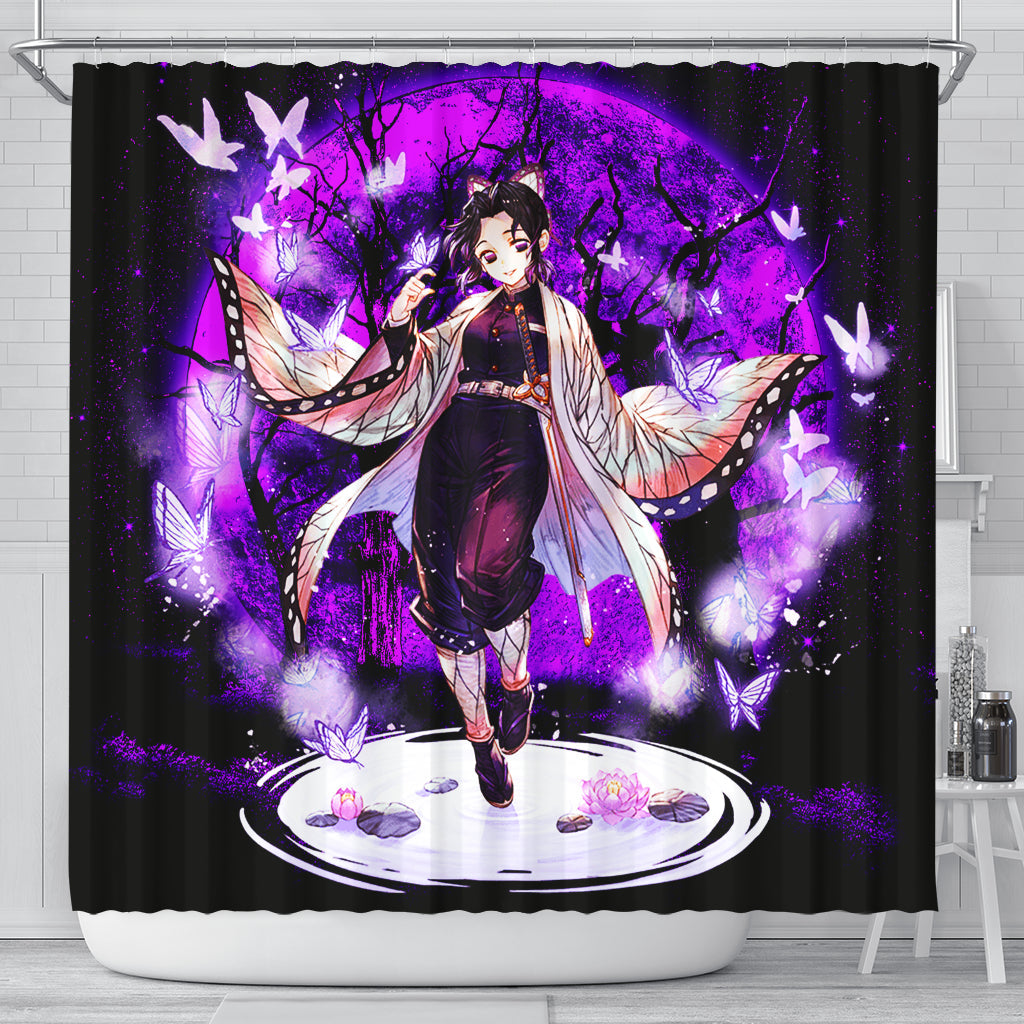 Shinobu Demon Slayer Anime Moonlight Shower Curtain Nearkii