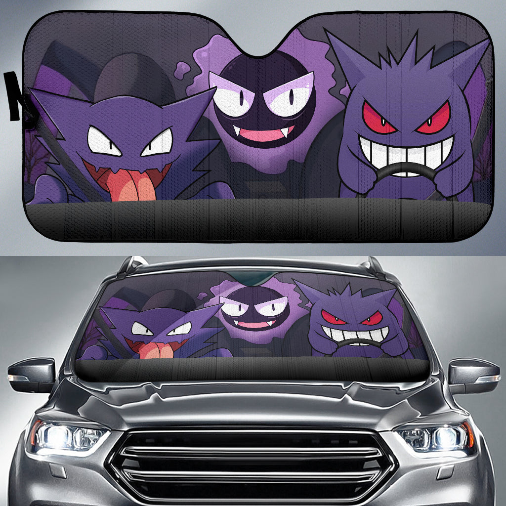 Pokemon Anime Gengar Haunter And Gastly Driving Car Auto Sunshades Nearkii