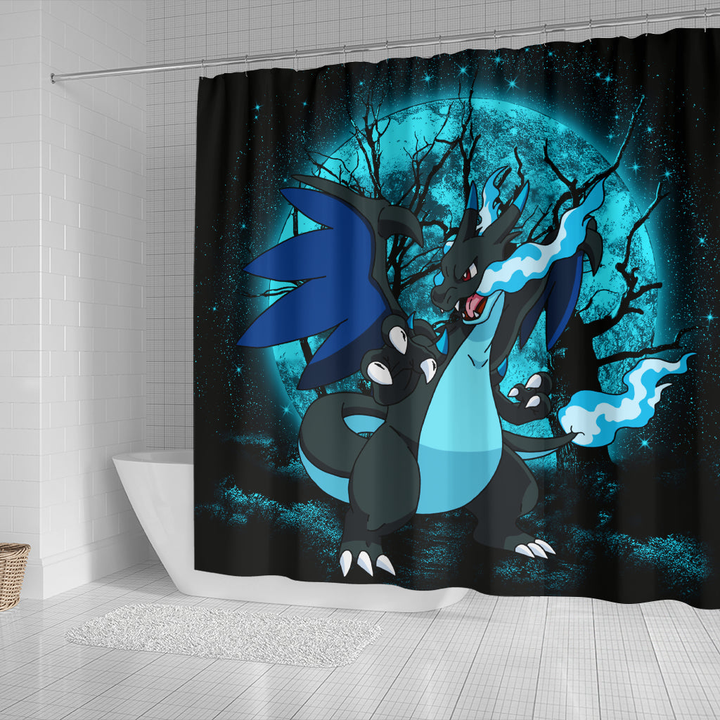 Charizard Mega X Pokemon Moonlight Shower Curtain Nearkii