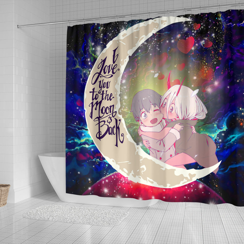 Darling In The Franxx Hiro And Zero Two Love You To The Moon Galaxy Shower Curtain Nearkii