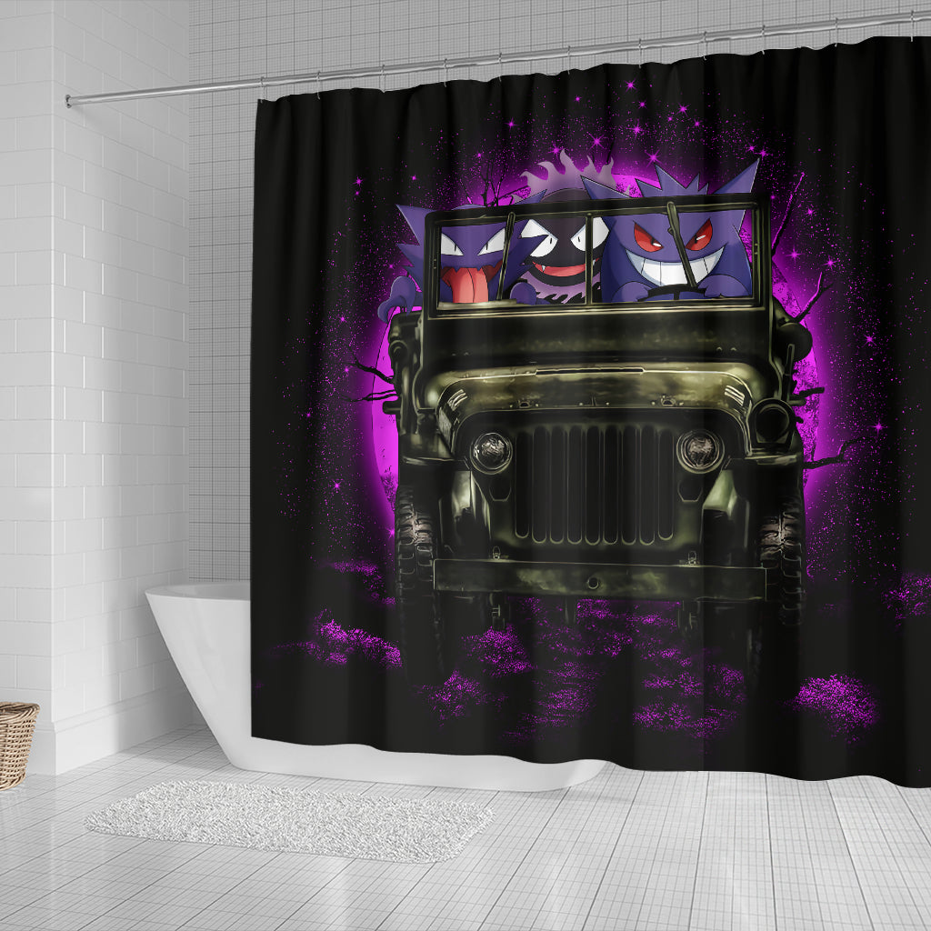 Gengar Pokemon Ghost Halloween Moonlight Jeep Funny Shower Curtain Nearkii