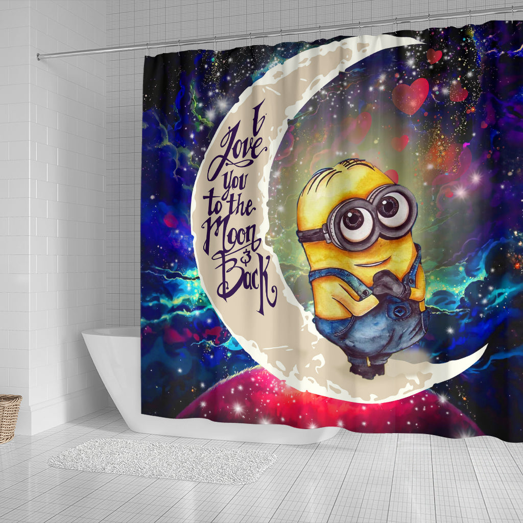 Cute Minions Despicable Me Love You To The Moon Galaxy Shower Curtain Nearkii