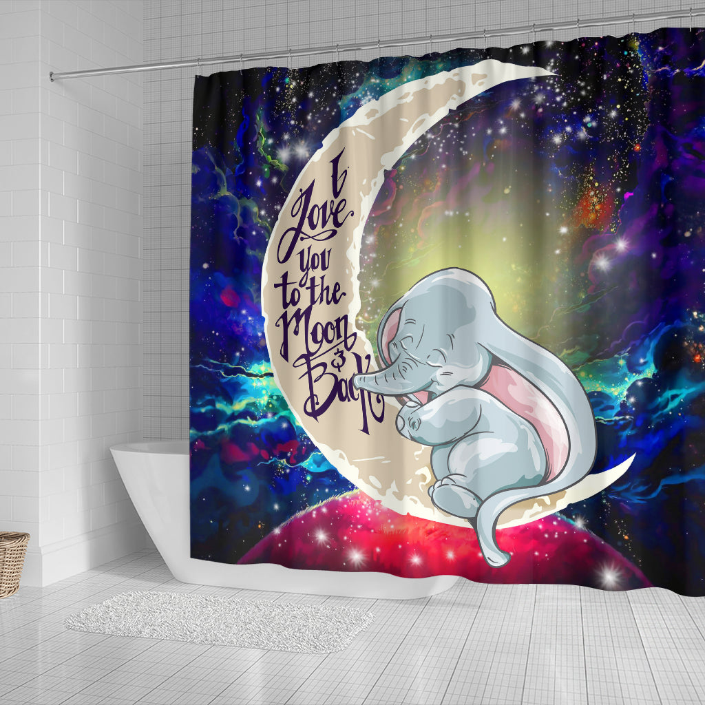 Dumbo Elephant Love You To The Moon Galaxy Shower Curtain Nearkii