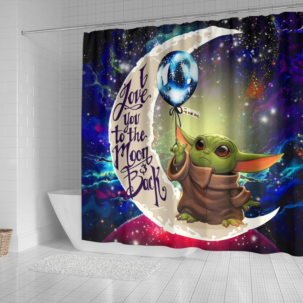 Baby Yoda Love You To The Moon Galaxy Shower Curtain Nearkii