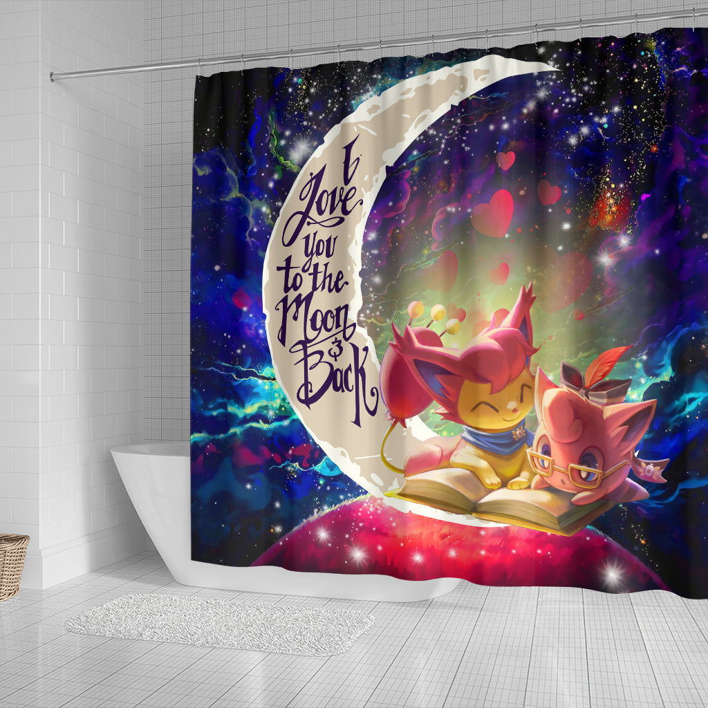 Skitty And Jigglypuff Pokemon Love You To The Moon Galaxy Shower Curtain Nearkii