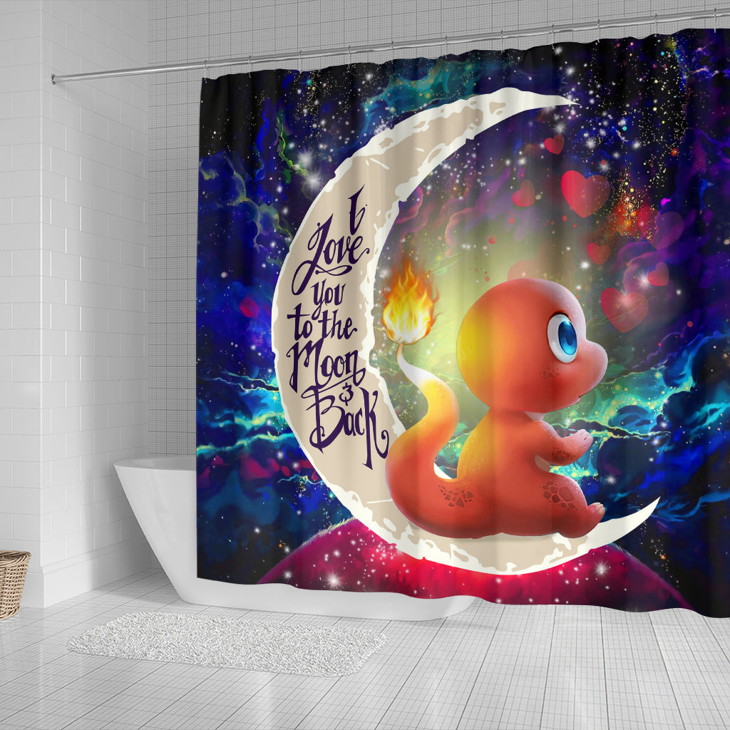 Cute Charmander Pokemon Love You To The Moon Galaxy Shower Curtain Nearkii