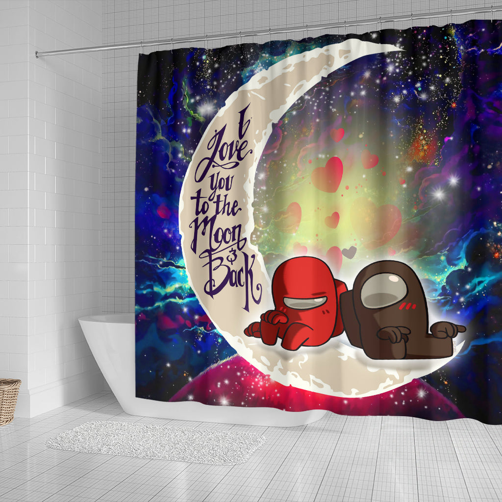 Among Us Couple Love You To The Moon Galaxy Shower Curtain Nearkii