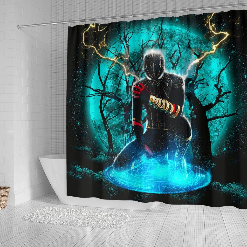 Spider Man Black Suit No Way Home Moonlight Shower Curtain Nearkii