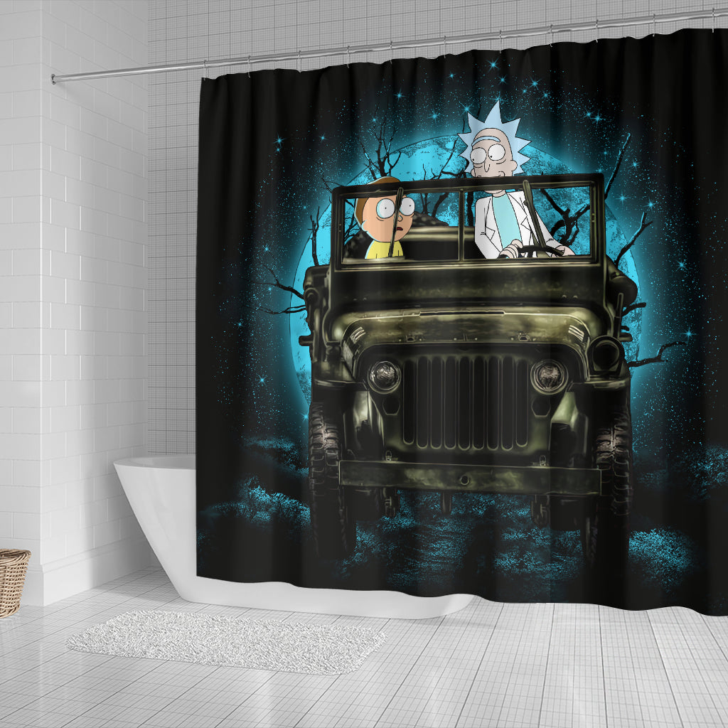 Rick And Morty Moonlight Halloween Jeep Funny Shower Curtain Nearkii