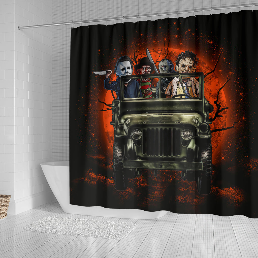 Halloween Horro Movie Ride Jeep Funny Shower Curtain Nearkii