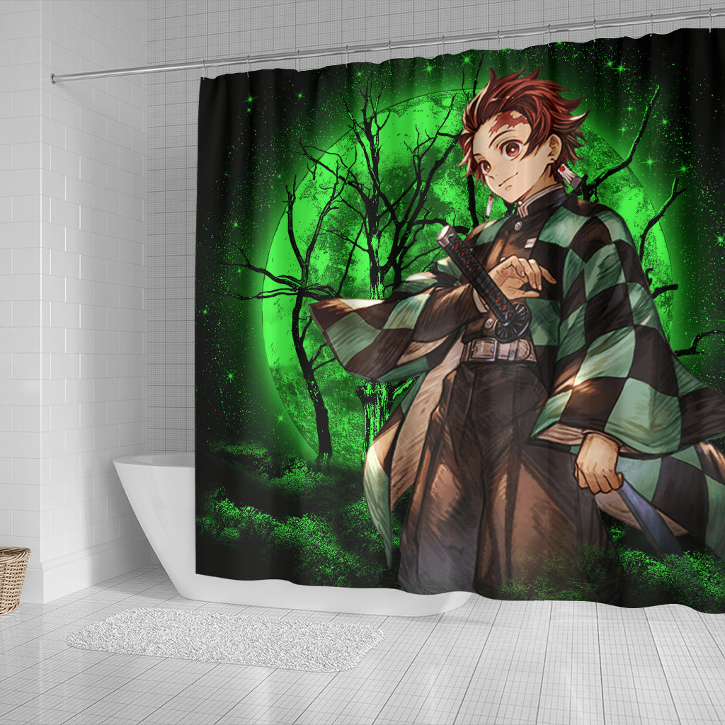 Tanjiro Anime Moonlight Shower Curtain Nearkii