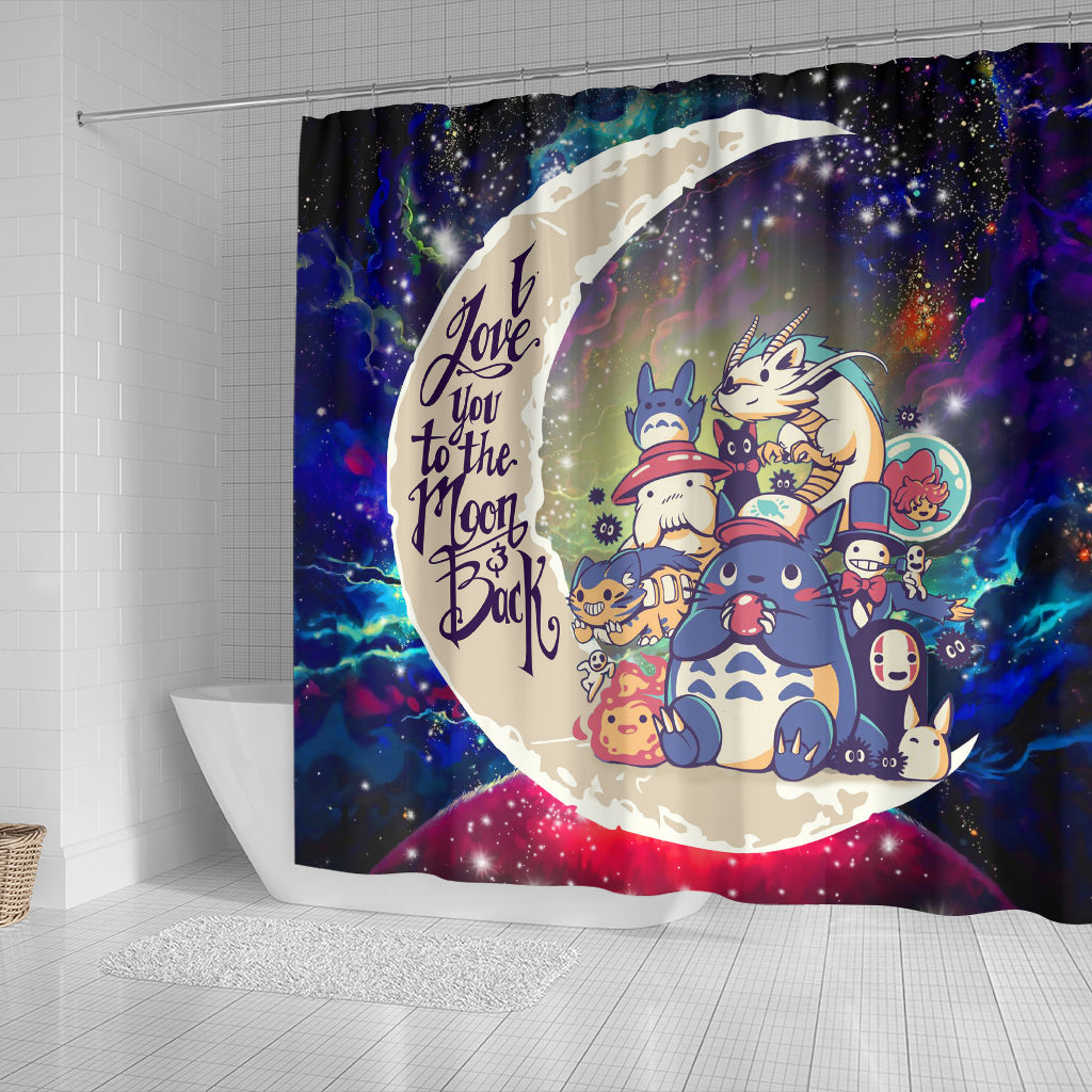 Ghibli Character Love You To The Moon Galaxy Shower Curtain Nearkii