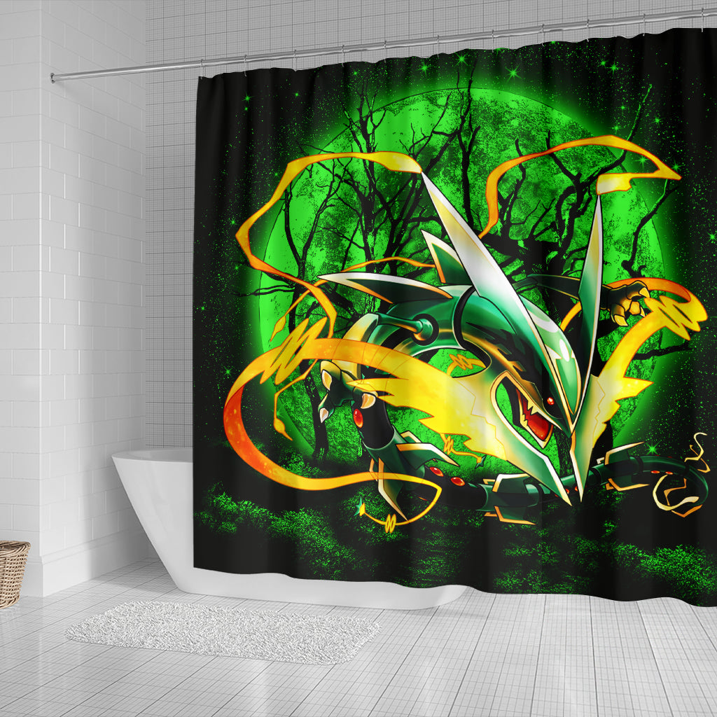 Mega X Rayquaza Pokemon Moonlight Shower Curtain Nearkii