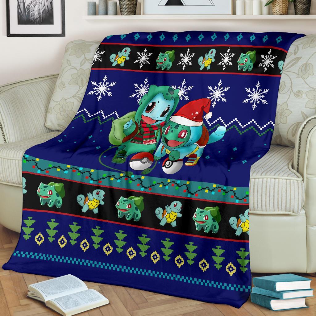 Blue Gearzime Pokemon Ugly Holiday Fleece Blanket Gift For Christmas Amazing Gift Idea Nearkii