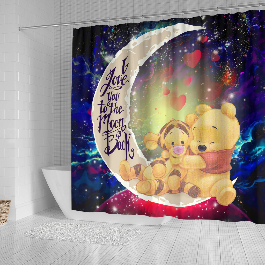 Winnie The Pooh Love You To The Moon Galaxy Shower Curtain Nearkii