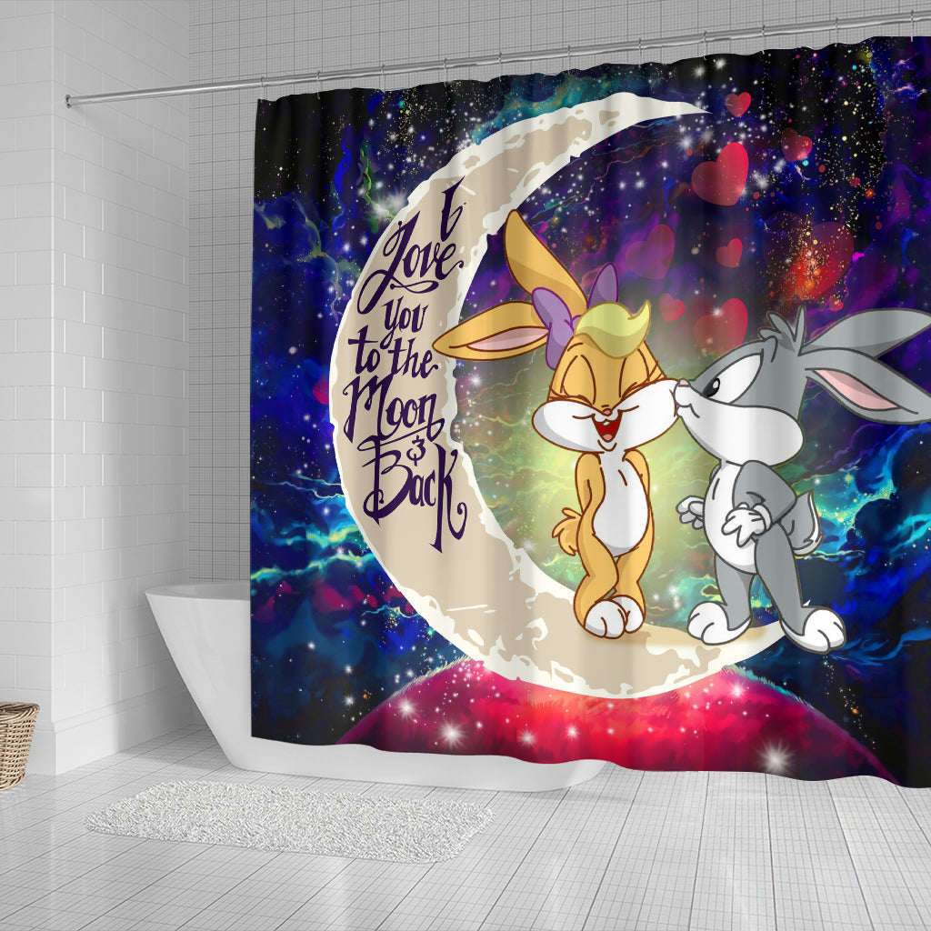 Bunny Couple Love You To The Moon Galaxy Shower Curtain Nearkii