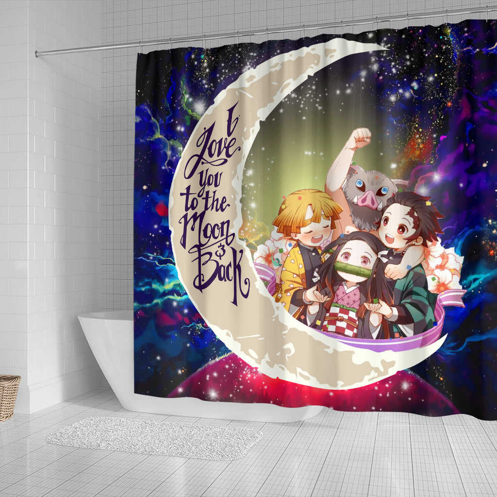 Demond Slayer Team Love You To The Moon Galaxy Shower Curtain Nearkii