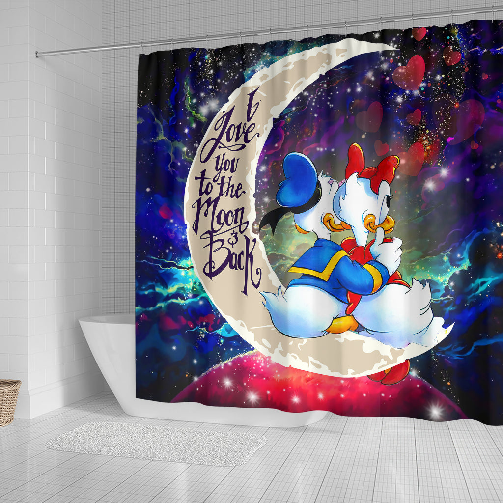 Couple Cute Duck Couple Love You To The Moon Galaxy Shower Curtain Nearkii