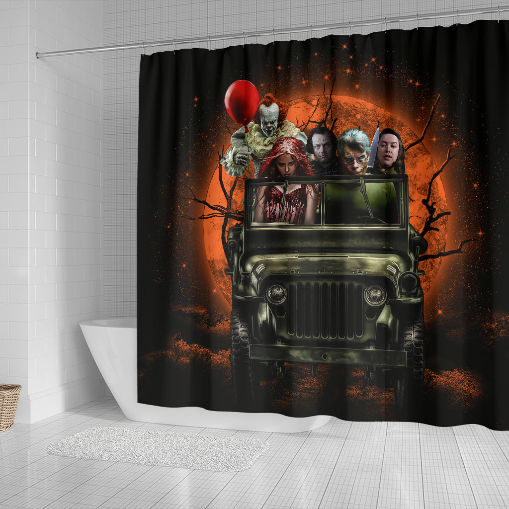 Pennywise And Friends Halloween Moonlight Shower Curtain Nearkii