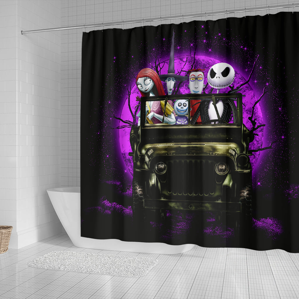 Halloween Nightmare Before Christmas Moonlight Drive Jeep Funny Shower Curtain Nearkii