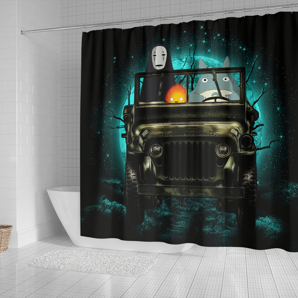 Totoro No Face Ghibli Ride Jeep Halloween Funny Anime Shower Curtain Nearkii