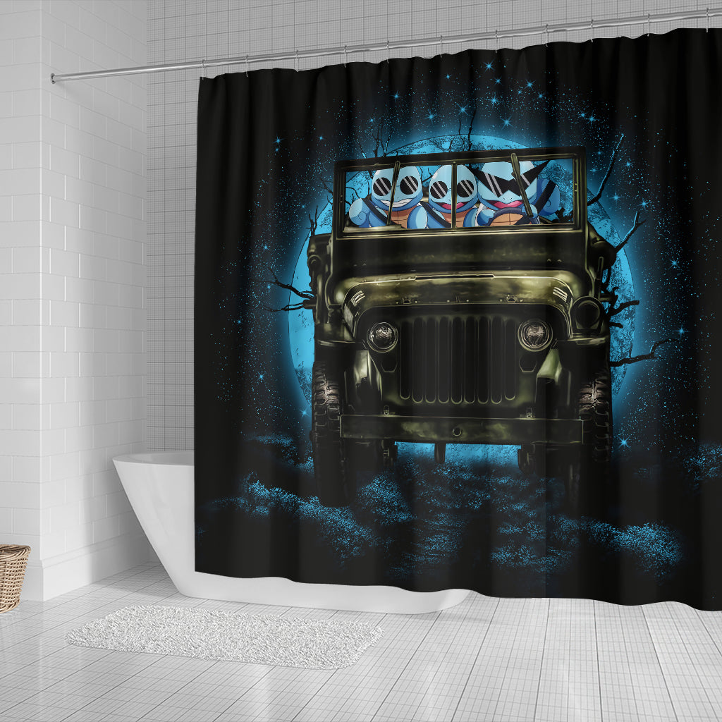 Squirtle Gangster Pokemon Halloween Moonlight Shower Curtain Nearkii