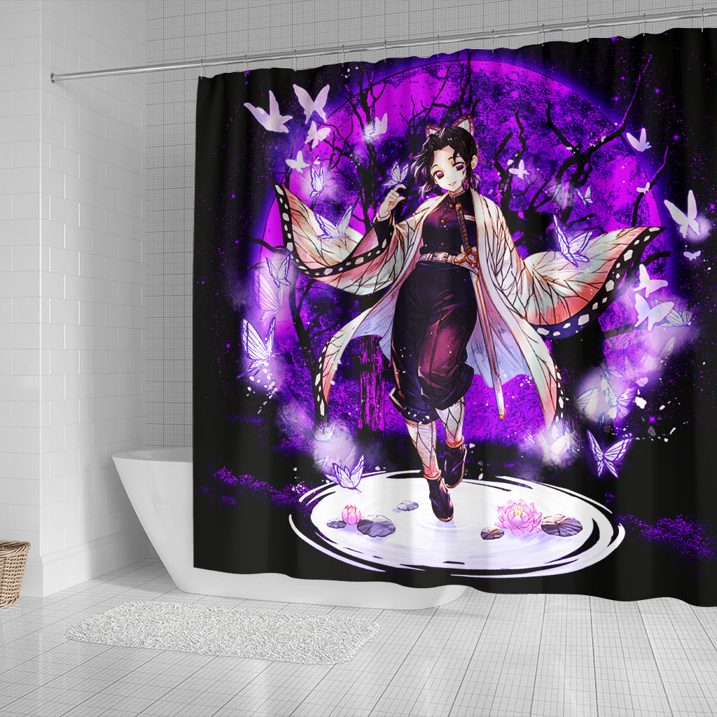 Shinobu Demon Slayer Anime Moonlight Shower Curtain Nearkii