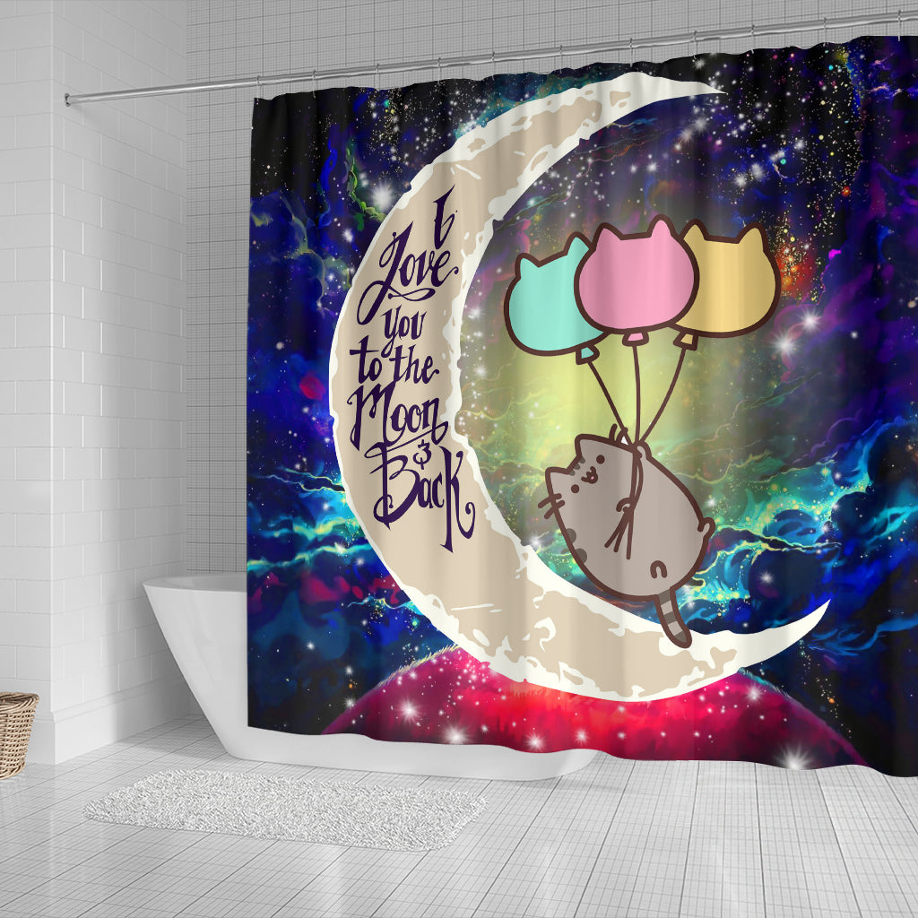 Pusheen Cat Love You To The Moon Galaxy Shower Curtain Nearkii