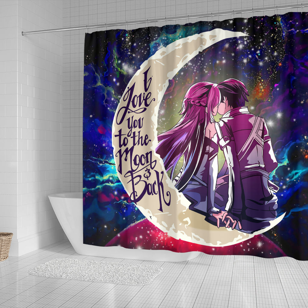 Sao Sword Art Online Asuna Kirito Love You To The Moon Galaxy Shower Curtain Nearkii