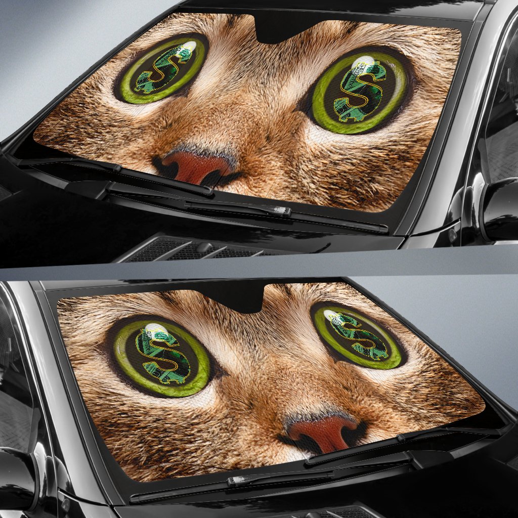 Cat Money Eyes Funny Car Sun Shades Windshield Accessories Decor Gift Nearkii