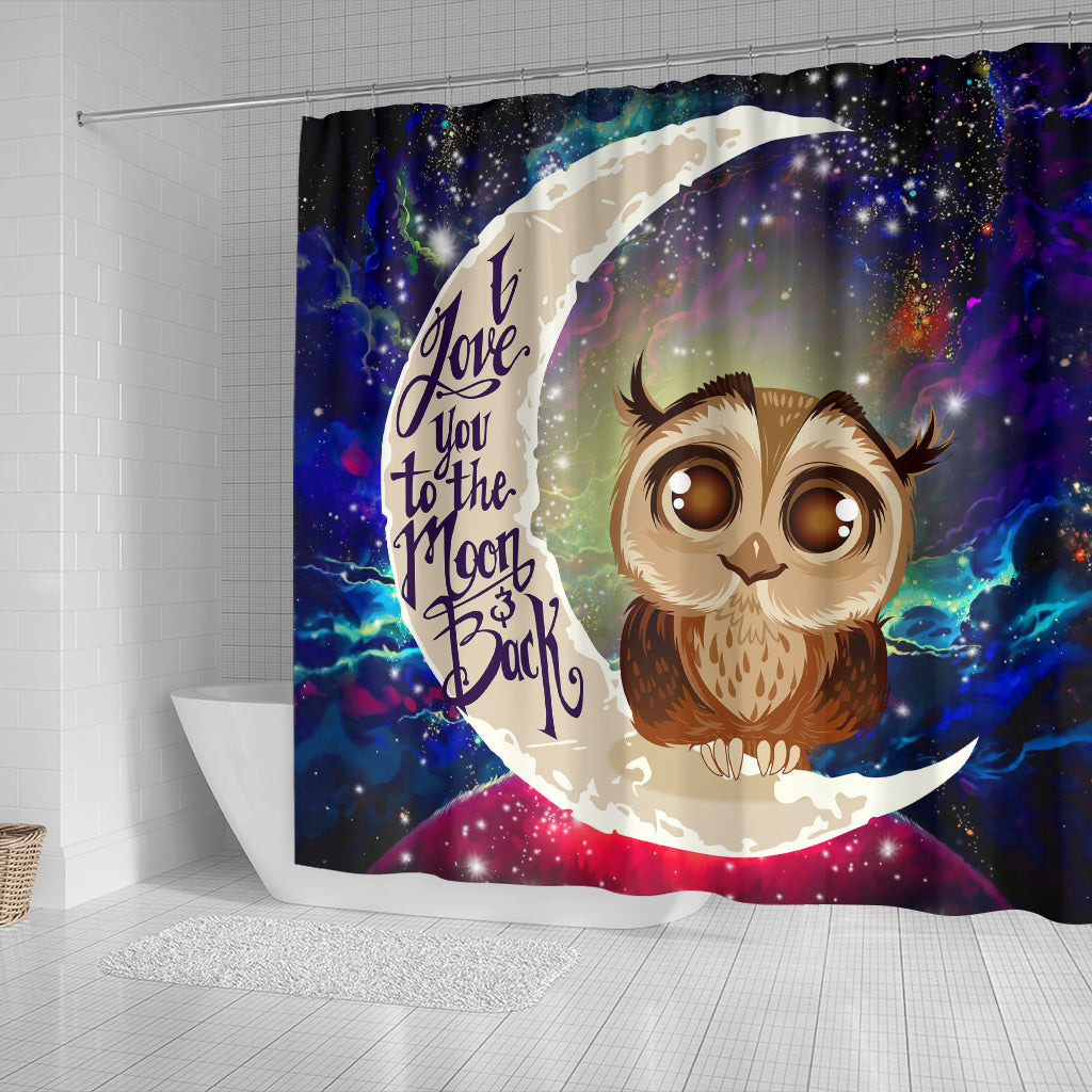 Cute Owl Love You To The Moon Galaxy Shower Curtain Nearkii