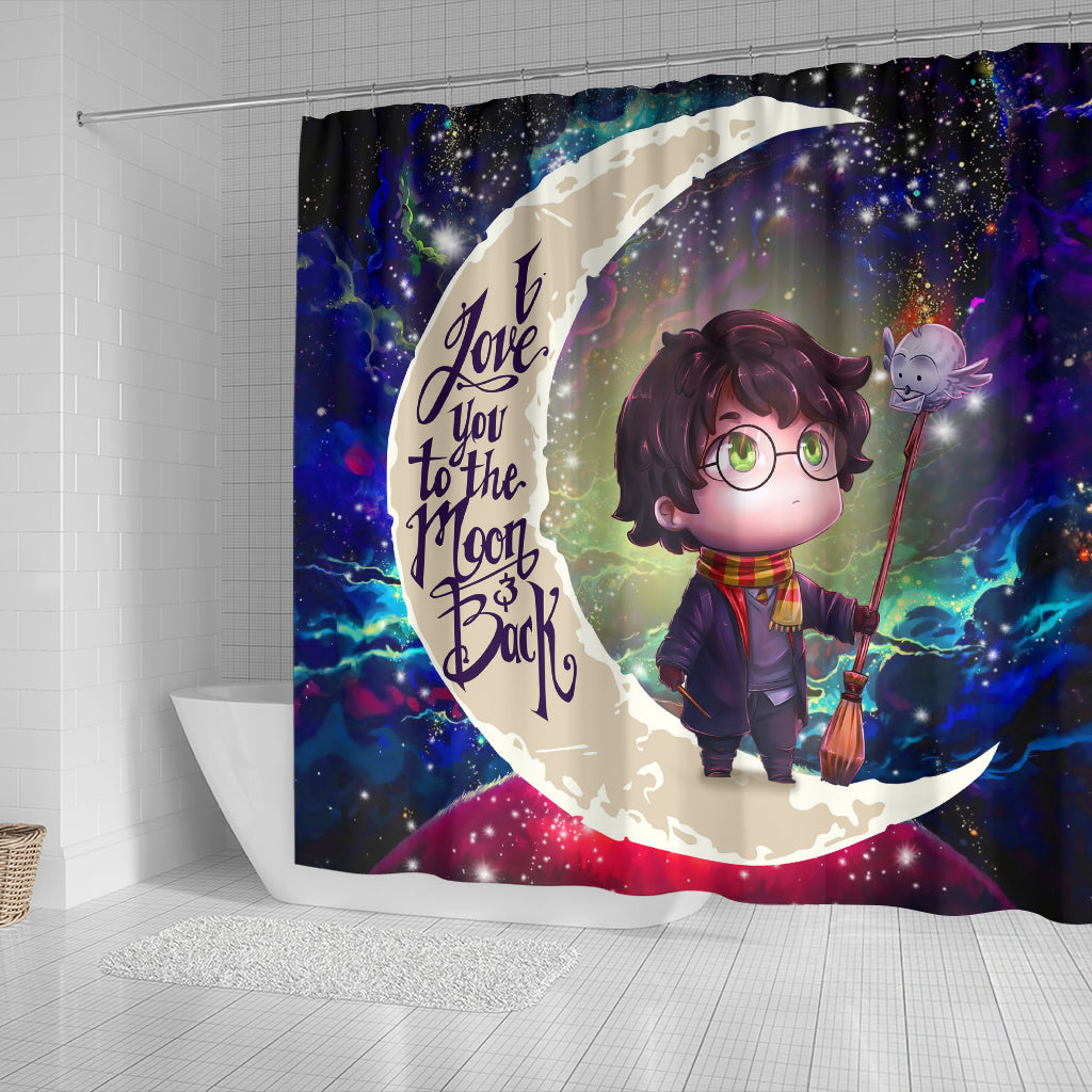 Harry Potter Chibi Love You To The Moon Galaxy Shower Curtain Nearkii