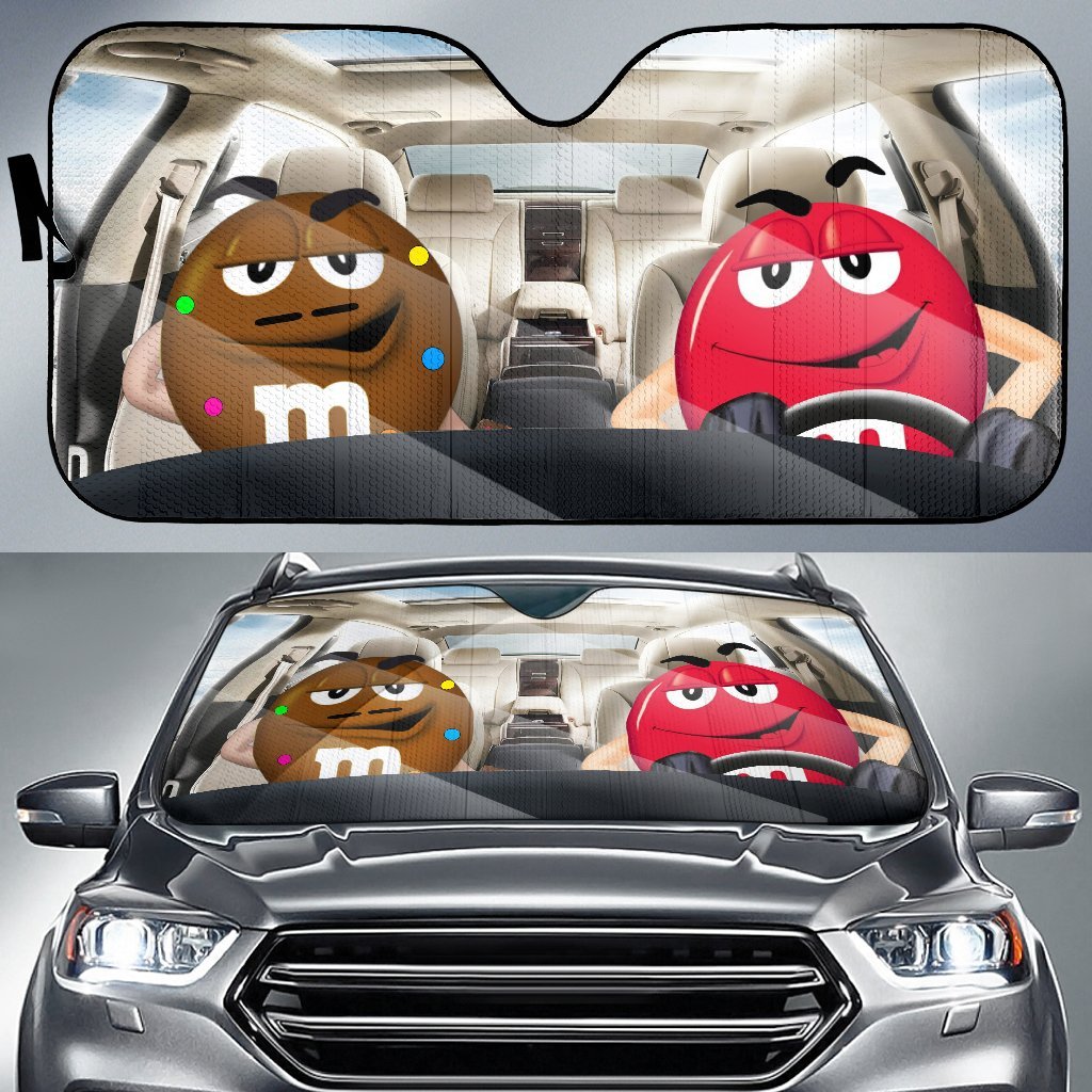 Funny M&M Chocolate Brown Red Driving Car Auto Sunshade Nearkii