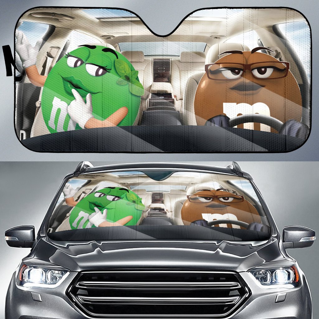 Funny M&M Chocolate Green Brown Driving Car Auto Sunshade Nearkii