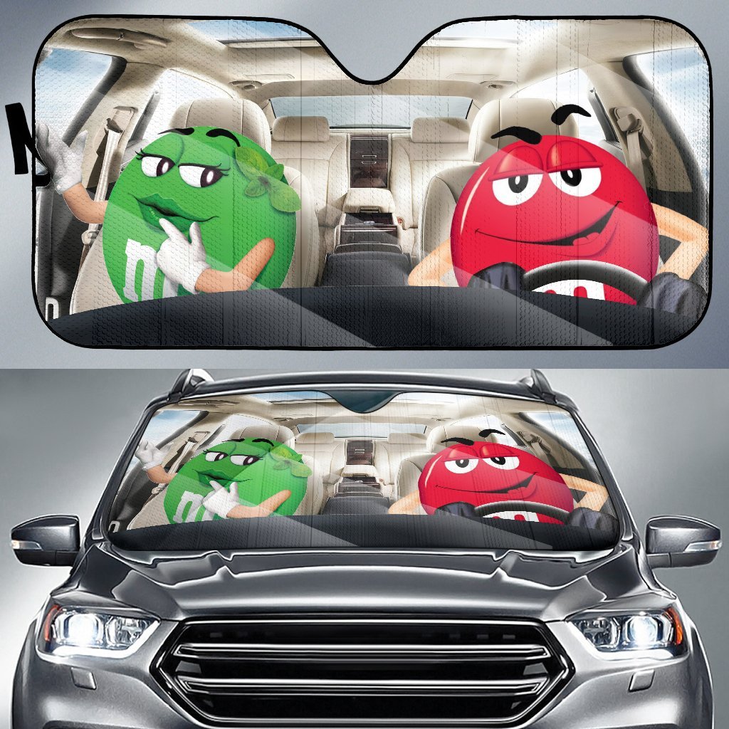 Funny M&M Chocolate Green Red Driving Car Auto Sunshade Nearkii