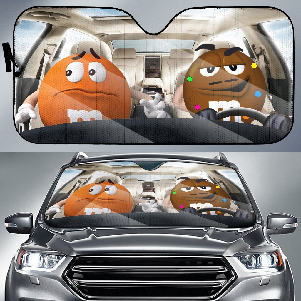 Funny M&M Chocolate Orange Brown Driving Car Auto Sunshade Nearkii