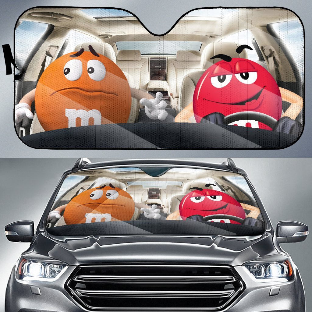 Funny M&M Chocolate Orange Red Driving Car Auto Sunshade Nearkii