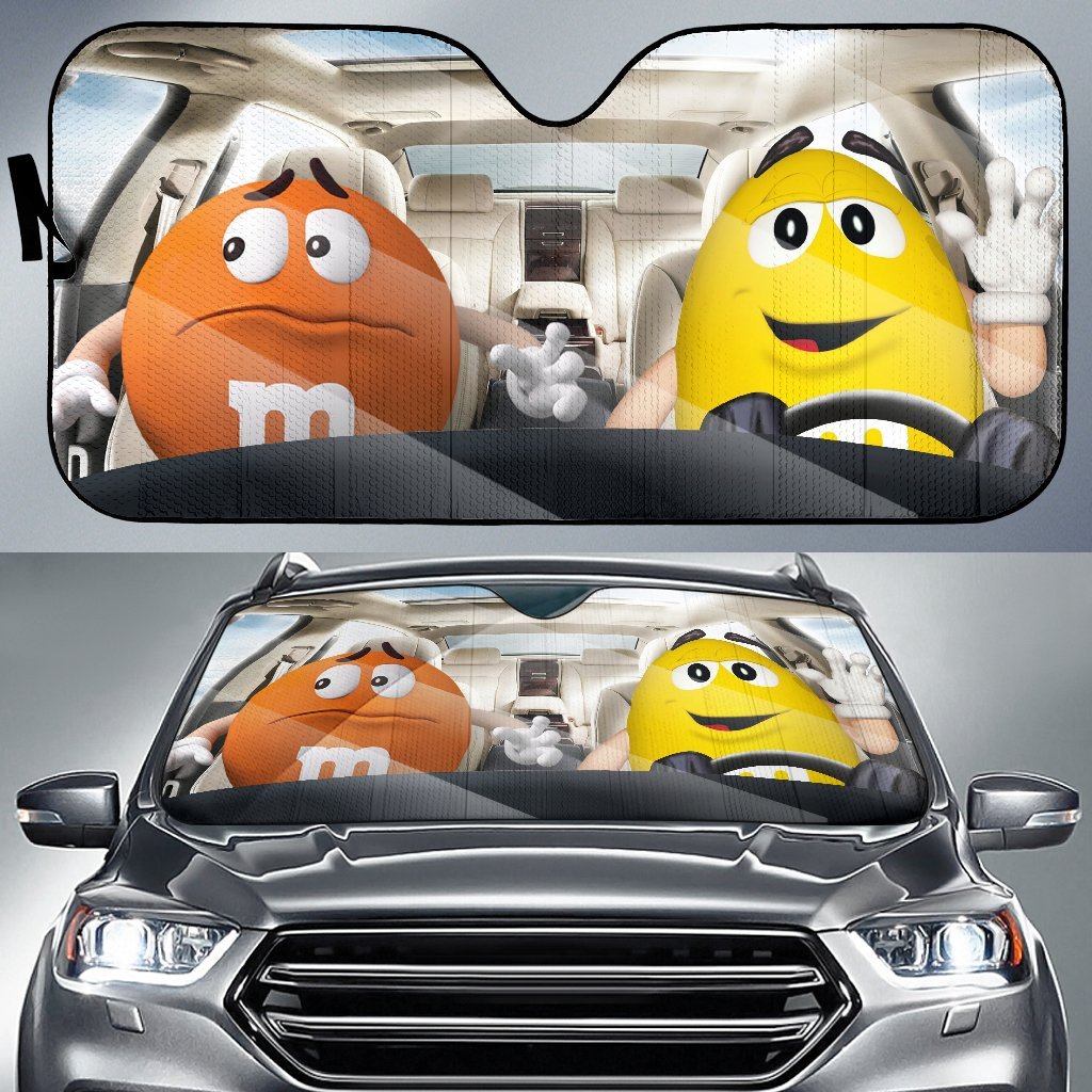 Funny M&M Chocolate Orange Yellow Driving Car Auto Sunshade Nearkii