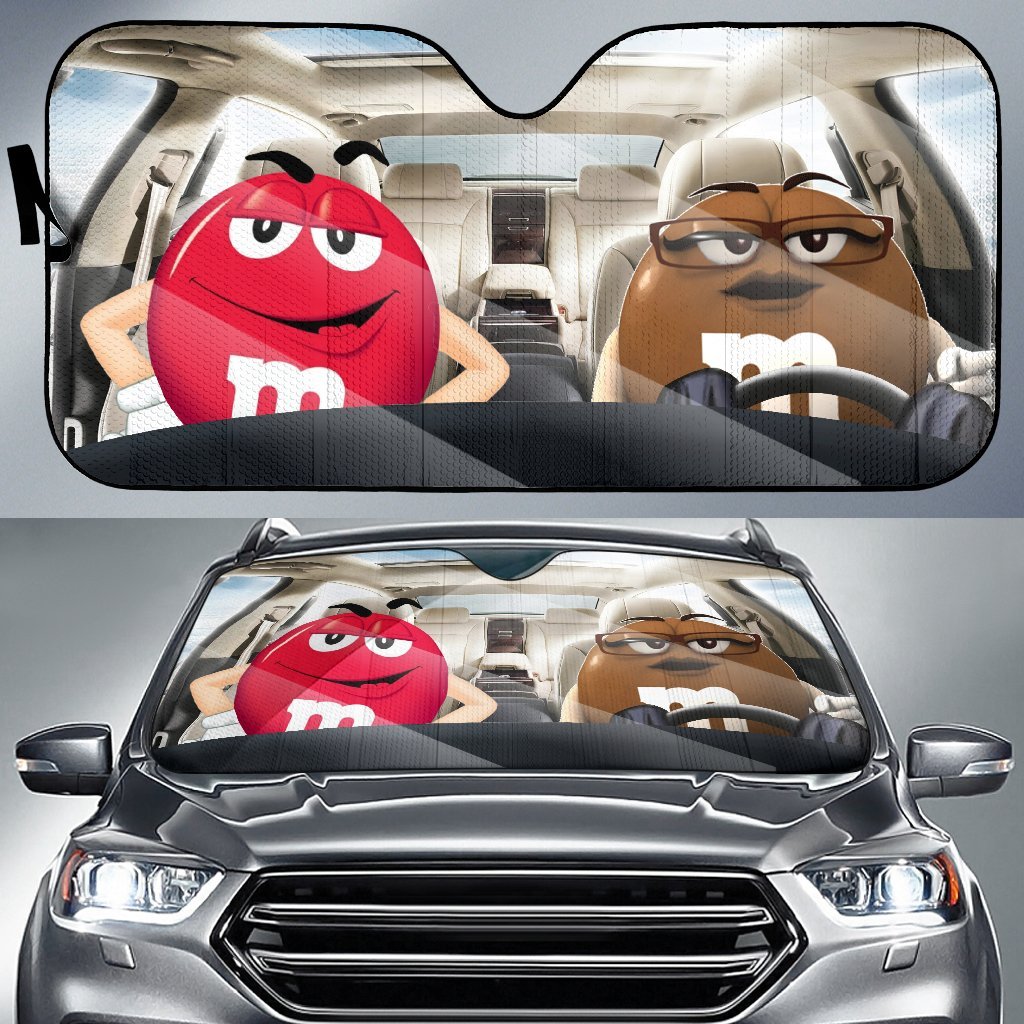 Funny M&M Chocolate Red Brown Driving Car Auto Sunshade Nearkii