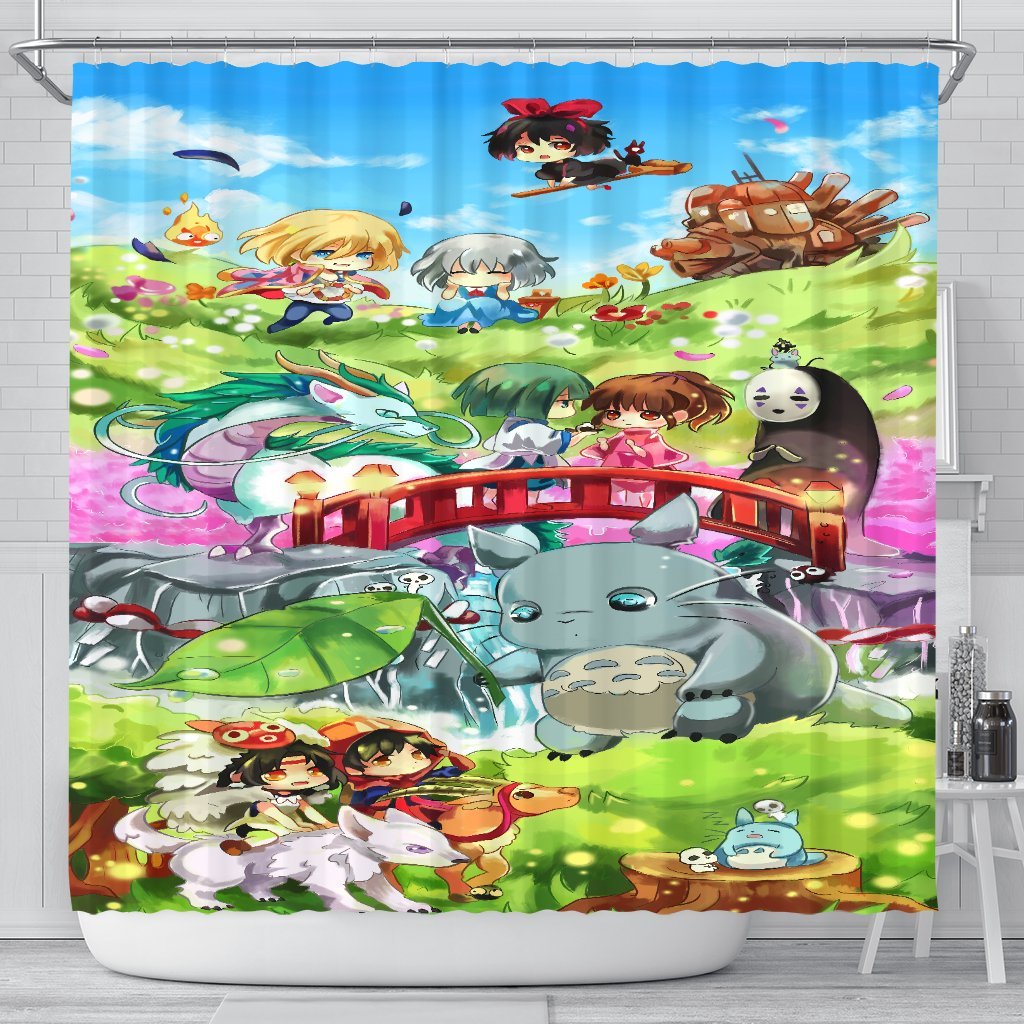 Ghibli Characters Shower Curtain Nearkii