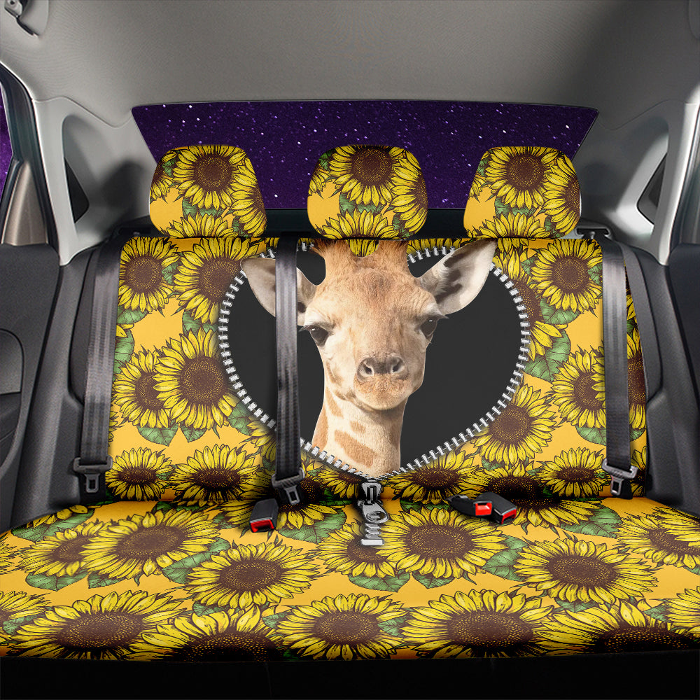 Giraffe Zipper Sunflower Car Back Seat Covers Decor Protectors Nearkii