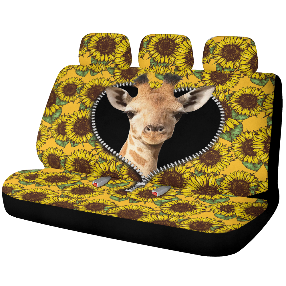 Giraffe Zipper Sunflower Car Back Seat Covers Decor Protectors Nearkii