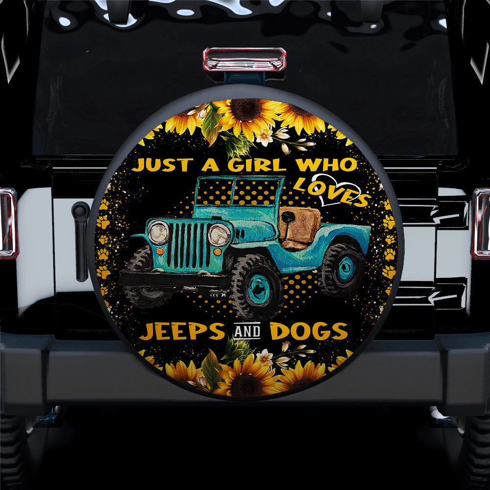 Girl Love Jeep And Dogs Cute Sunflower Car Spare Tire Covers Gift For Campers Nearkii