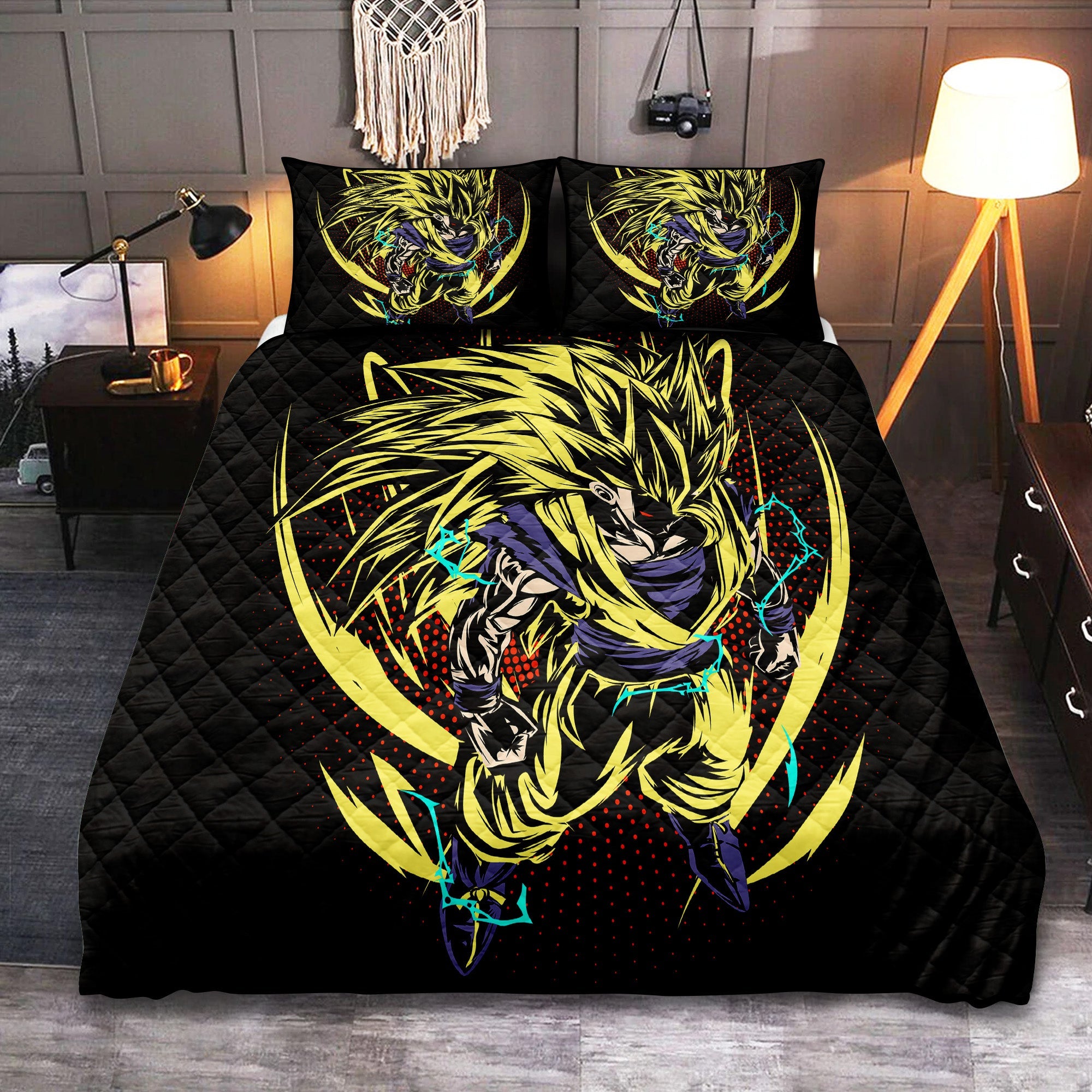 Goku SSJ3 Dragon Ball Anime Quilt Bed Sets Nearkii