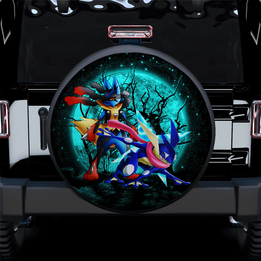 Greninja Satoshi And Mega Lucario Pokemon Halloween Moonlight Car Spare Tire Covers Gift For Campers Nearkii