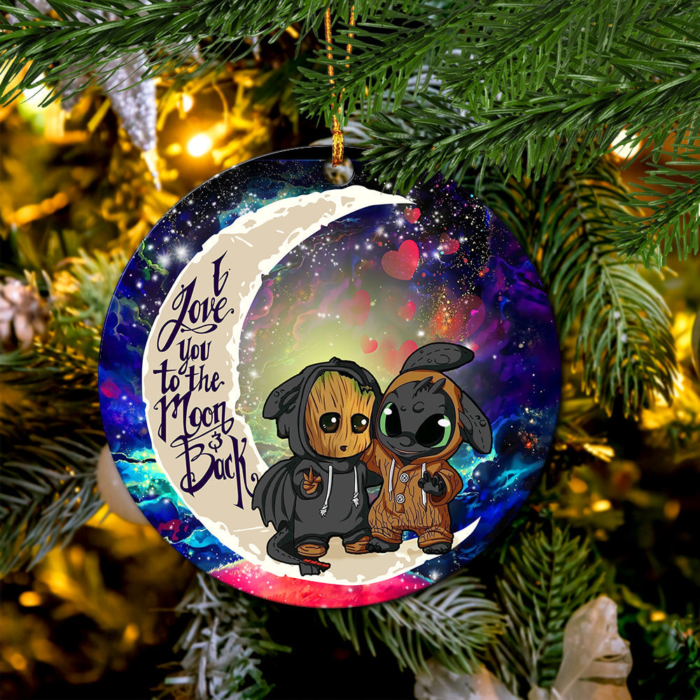 Groot And Toothless Love You To The Moon Galaxy Mica Circle Ornament Perfect Gift For Holiday Nearkii