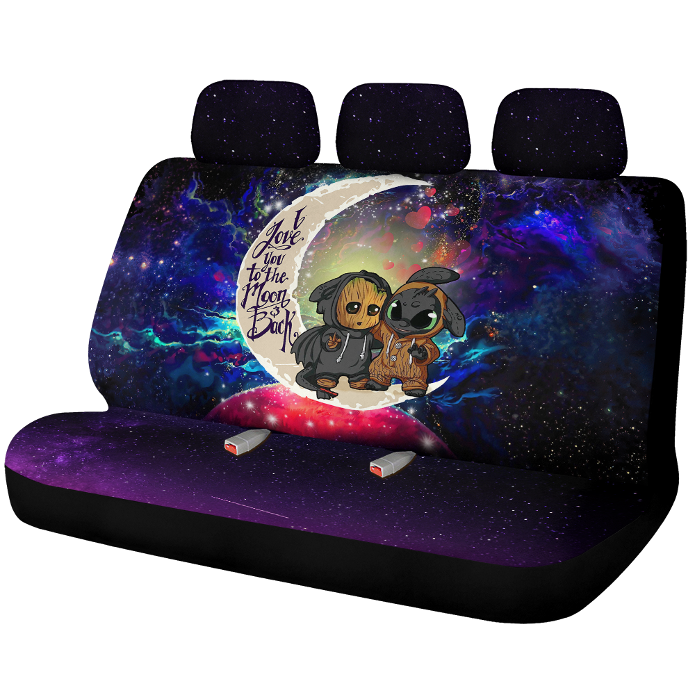 Groot And Toothless Love You To The Moon Galaxy Car Back Seat Covers Decor Protectors Nearkii