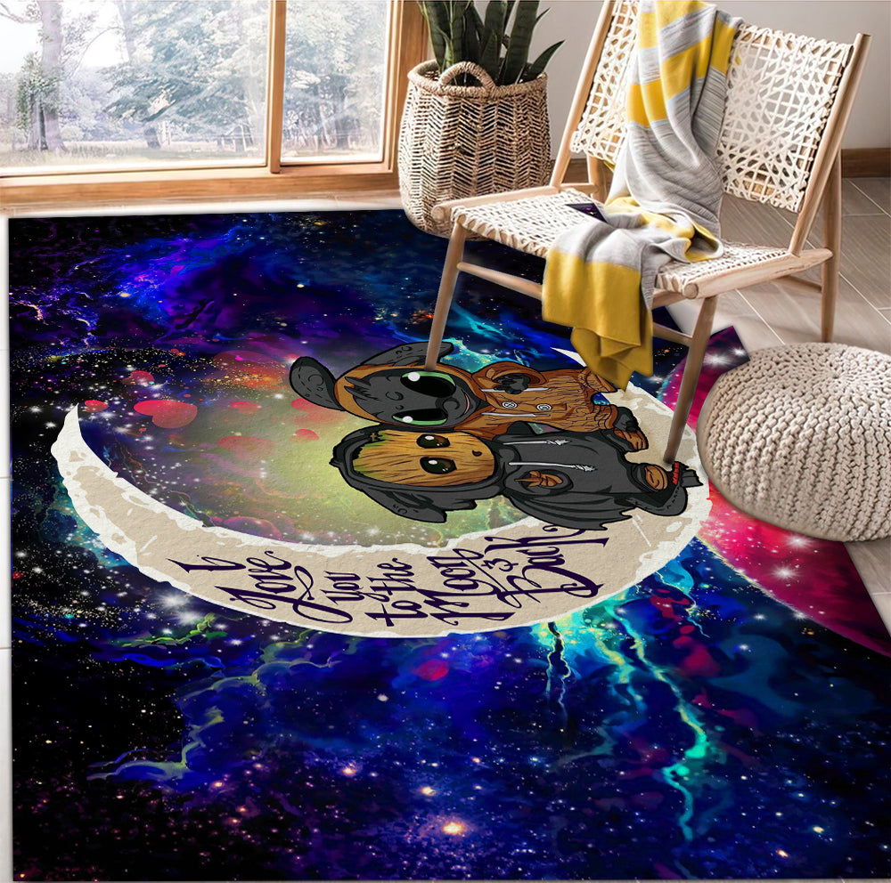 Groot And Toothless Love You To The Moon Galaxy Rug Carpet Rug Home Room Decor Nearkii