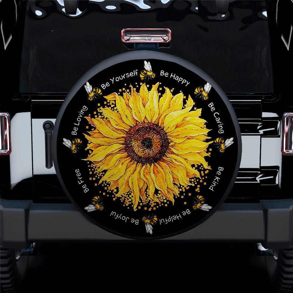 Honey Bee Sunflower Jeep Car Spare Tire Covers Gift For Campers Nearkii